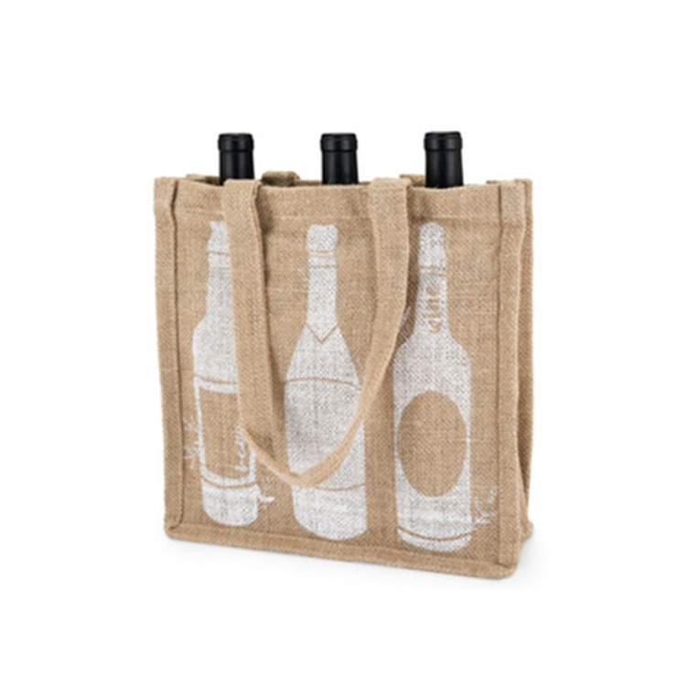 Custom Jute Printed Bottle Wine Bag