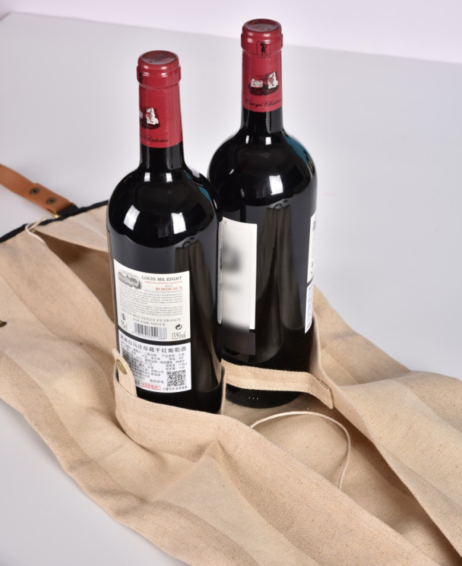 Custom Waterproof Wine Bottle Linen Wine Tote Bag