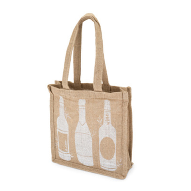 Custom Jute Printed Bottle Wine Bag