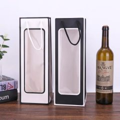 Custom Logo Printing Transparent Window Wine Paper Bag