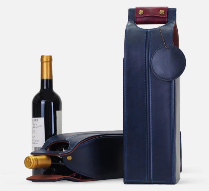 PU Classic Leather Wine Bottle Bag with Handle