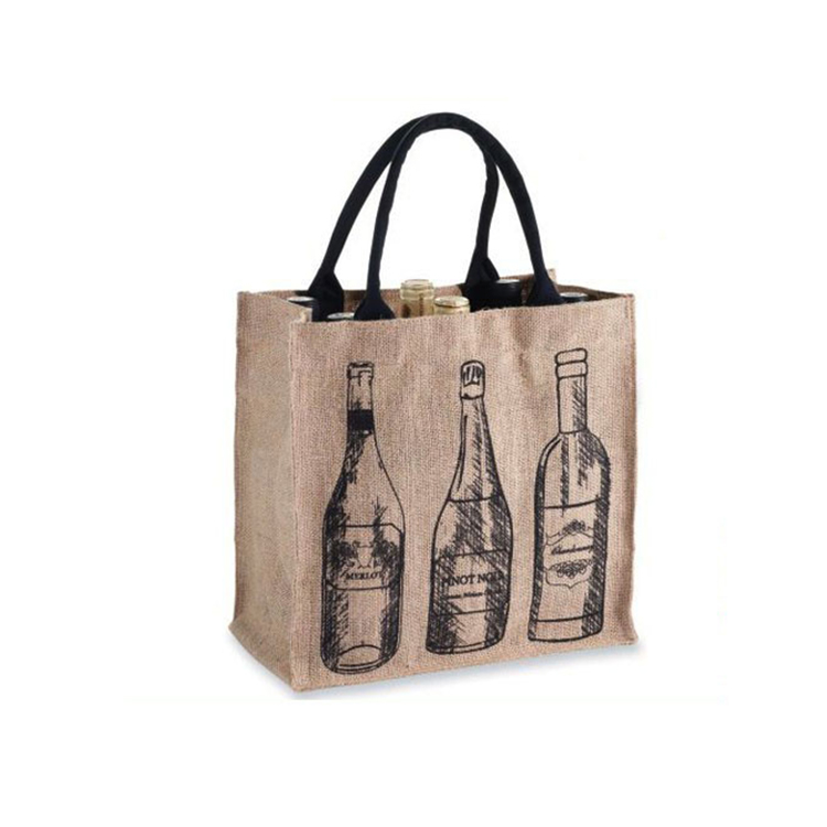 Custom Jute Printed Bottle Wine Bag