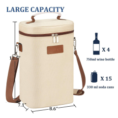 Portable Insulated Wine Carrier Bags with Shoulder Strap