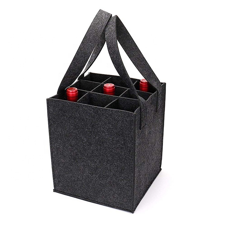 Best Selling 9 Bottles Felt Wine Pouch Bag with Handle