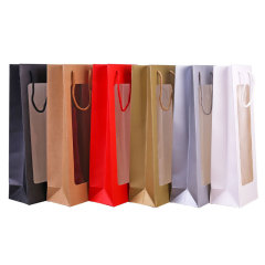 Custom Logo Printing Transparent Window Wine Paper Bag