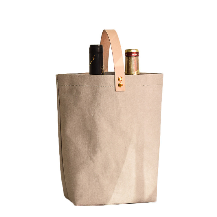 Custom Washable Paper Wine Bottle Tyvek Bag with Handle