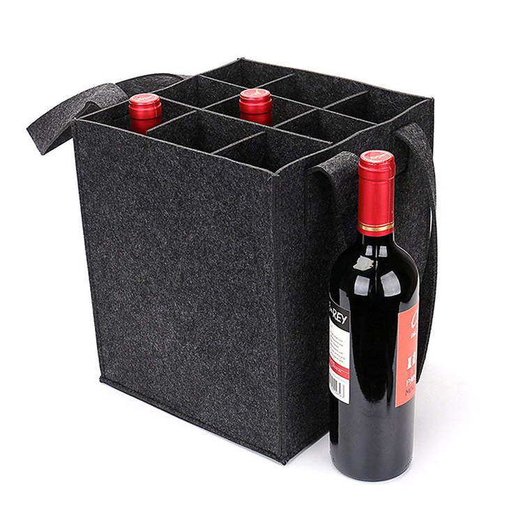 Best Selling 9 Bottles Felt Wine Pouch Bag with Handle