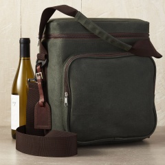 Light Weight and Durable Waxed Canvas 6-Bottle Wine Bag Thermal Insulated