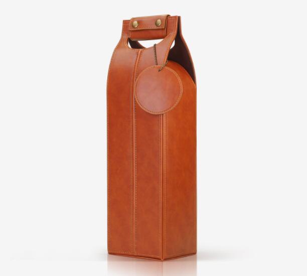 PU Classic Leather Wine Bottle Bag with Handle