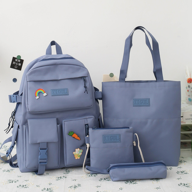 Custom Blue Ladies Bags Handbag Set Backpack School Bags
