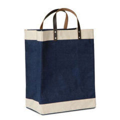 Eco-Friendly Jute Tote Bag with Cotton Accents and Leather Handles