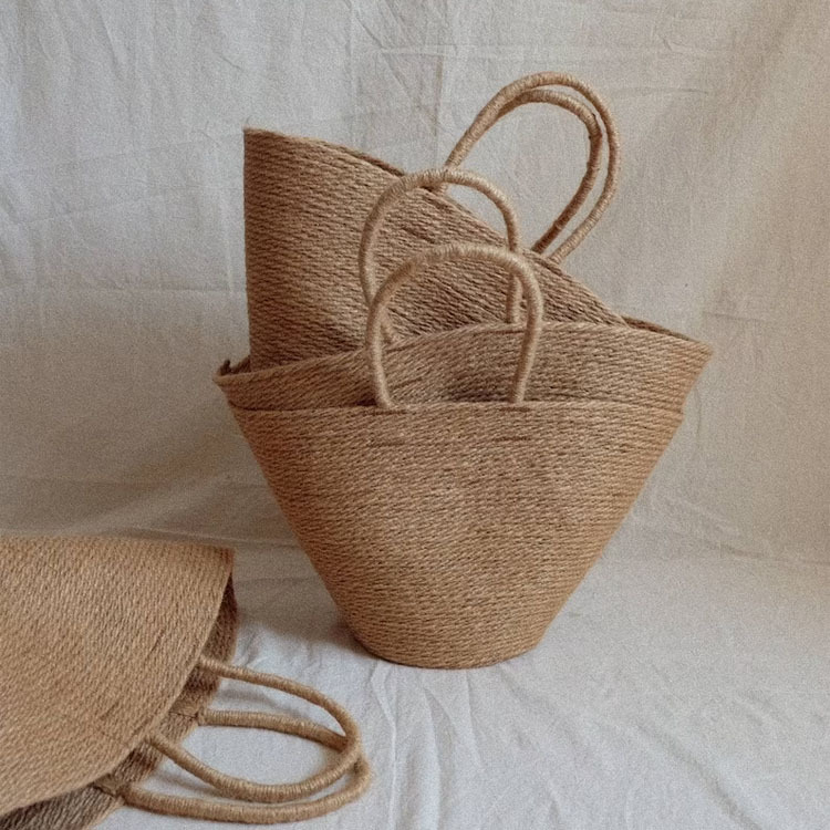 Set of 3 Straw Beach Bag for Any Holiday, Straw basket with Jute Handles