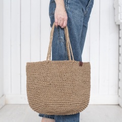 Crochet Jute Shoulder Shopping Bag Natural Jute