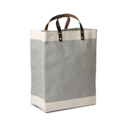 Eco-Friendly Jute Tote Bag with Cotton Accents and Leather Handles