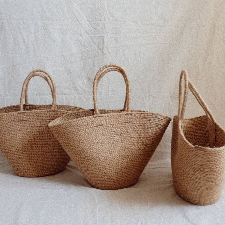 Set of 3 Straw Beach Bag for Any Holiday, Straw basket with Jute Handles