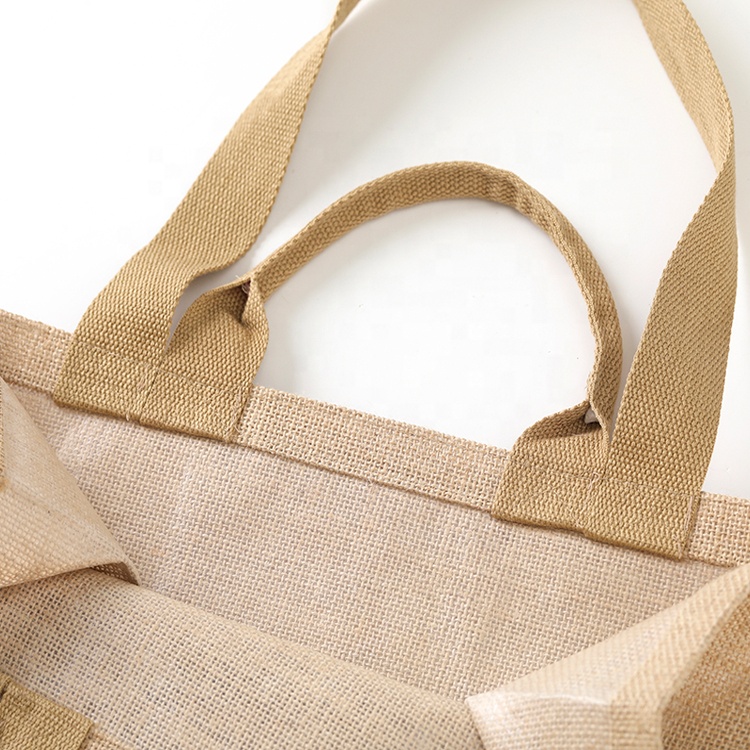 Custom Large Hemp Jute Shopping Tote Bag