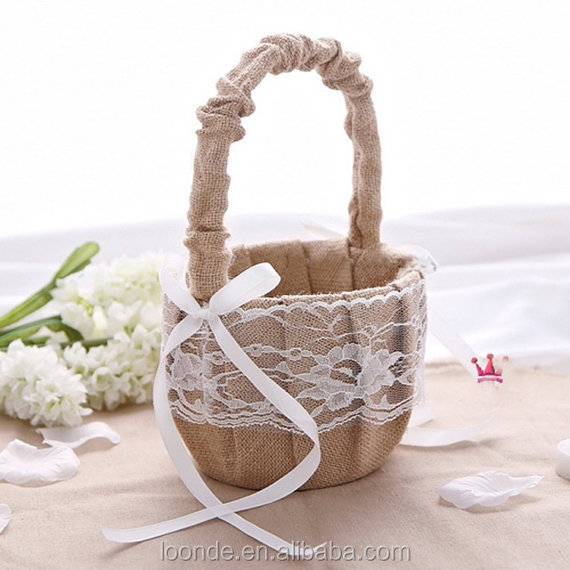 Custom Rustic Burlap or Hessian Little Flower Bag