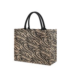 Custom New Leopard Jute Gunny Shopping Tote Bag Natural