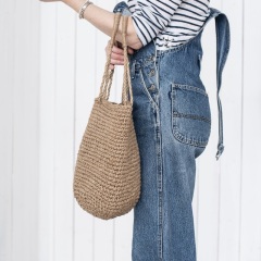 Crochet Jute Shoulder Shopping Bag Natural Jute