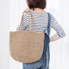 Crochet Jute Shoulder Shopping Bag Natural Jute