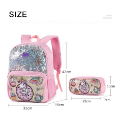 High-Quality Sequin Children Unicorn School Bags with Pencil Cases Set