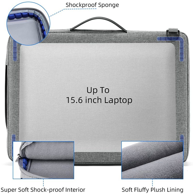 Laptop Sleeve Case Shoulder Bag 15.6 Inch Slim Water-Resistant