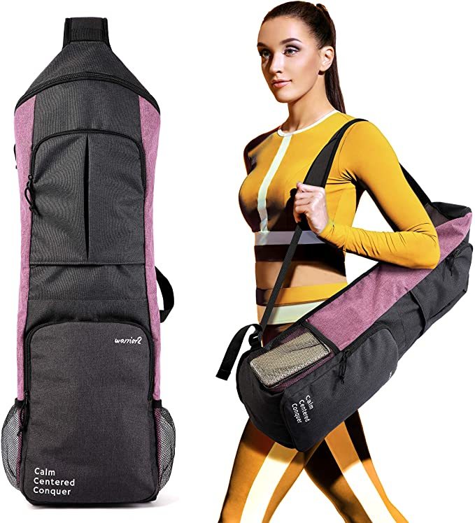 Full-Zip Yoga Mat Carry Bag Holder Carrier with Large Pockets & Water Bottle Holders