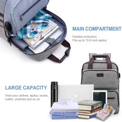 Travel Backpack, Durable with USB Charging Port Water Resistant