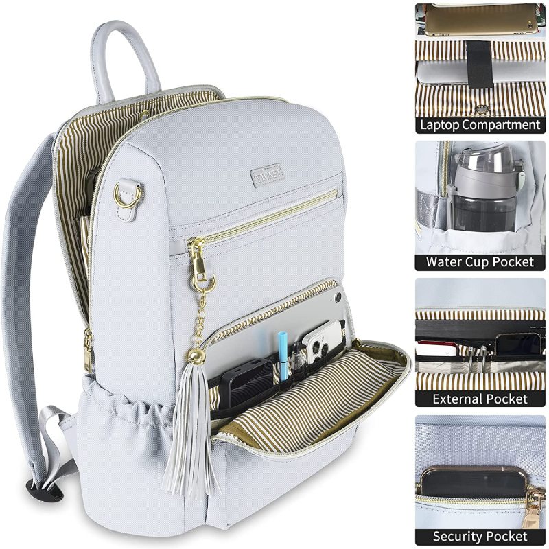 Backpack Purse for Women, 15.6 Stylish Travel Laptop Backpack with USB Charging Port Waterproof