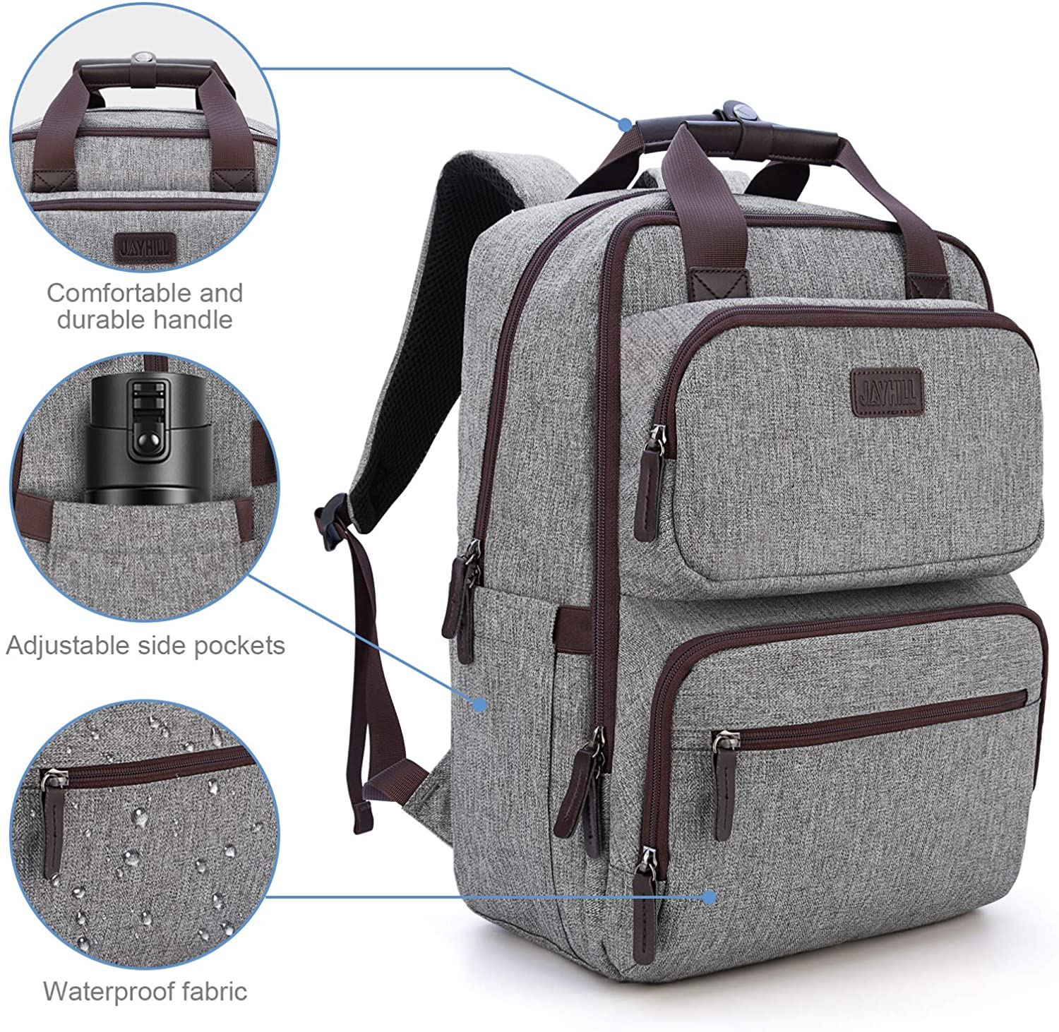 Travel Backpack, Durable with USB Charging Port Water Resistant