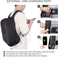 Custom Color Travel Backpack with USB Charging Port Water ResistantBackpack Anti-Theft Travel Backpack with USB Charging Port, RFID Protection, Waterproof