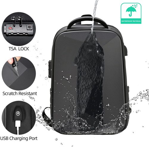 Hard Shell Backpack 15.6' Rucksack Anti-theft Waterproof with USB Charging Port TSA Lock