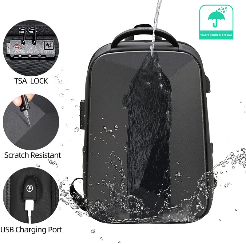 Hard Shell Backpack 15.6' Rucksack Anti-theft Waterproof with USB Charging Port TSA Lock