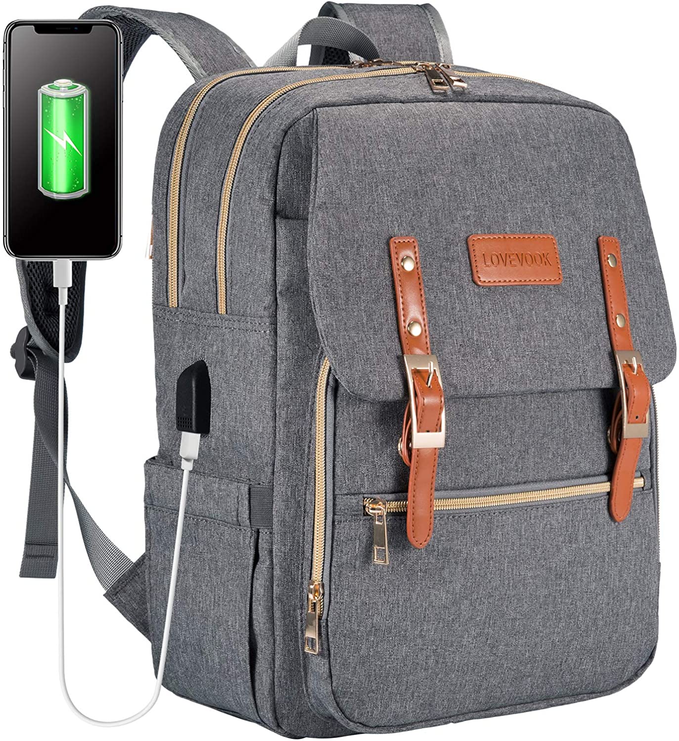 Backpack for School College Casual Daypacks with USB Charging Port