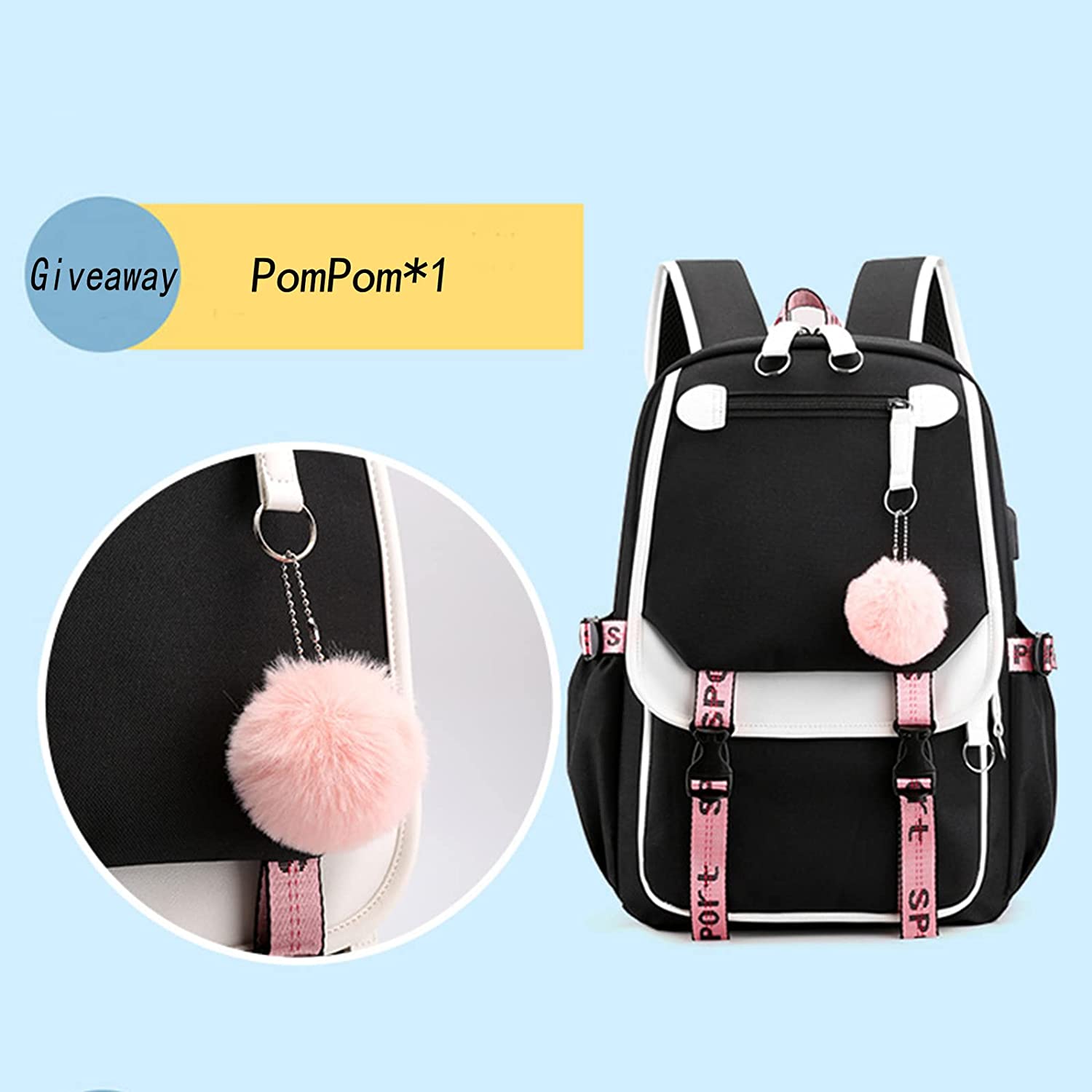 Backpacks for Girls USB Charging Bookbag Cute Backpacks for Teen Girls