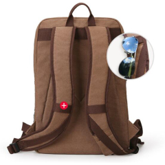 Water Resistant Casual Canvas Backpack with USB Charging Port