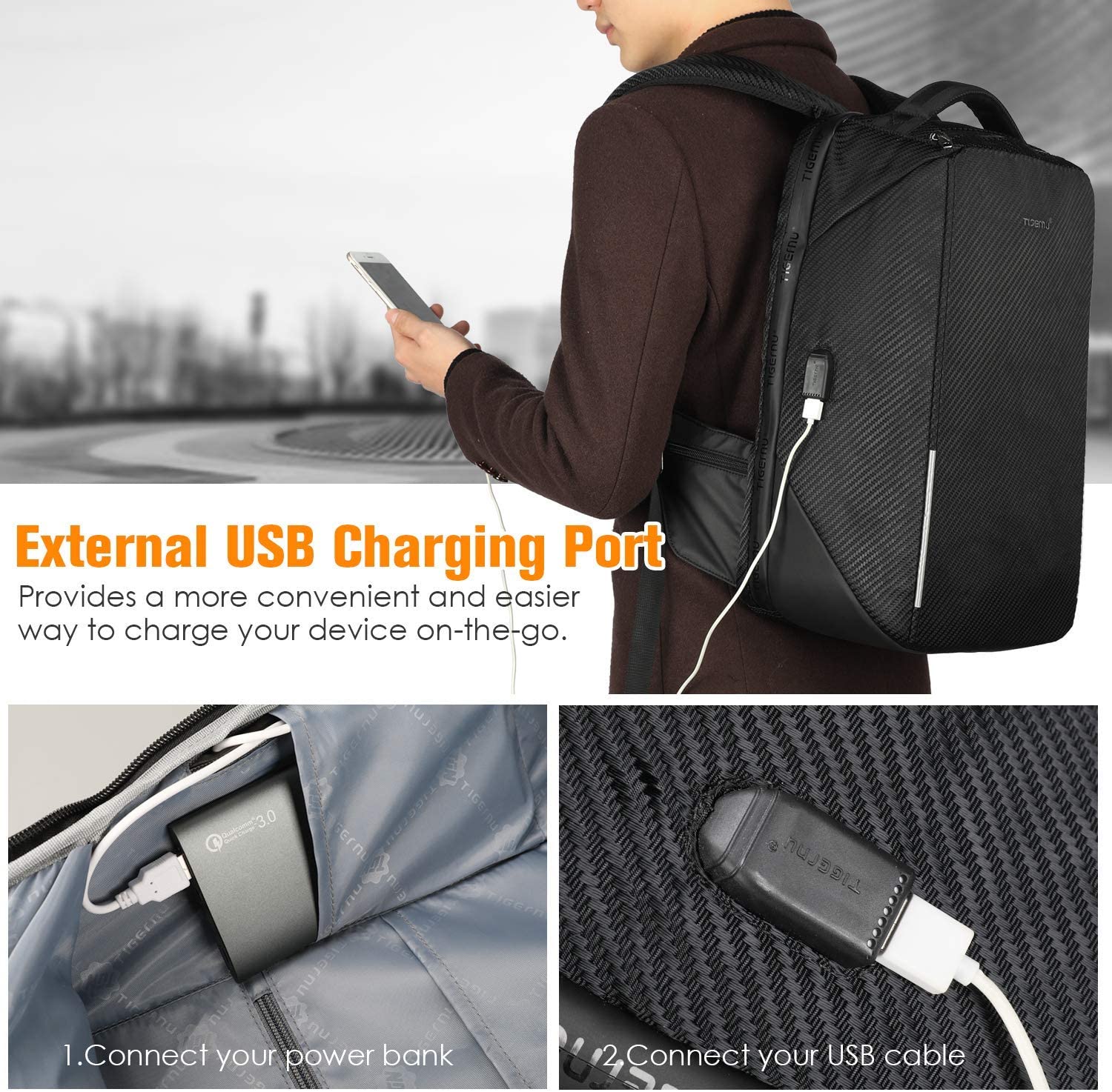 Anti-Theft Travel Laptop Backpack 15.6 Inch TSA-Friendly Water Resistant with RFID Protection and USB Charging Port