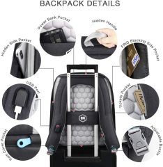 Custom Color Travel Backpack with USB Charging Port Water ResistantBackpack Anti-Theft Travel Backpack with USB Charging Port, RFID Protection, Waterproof