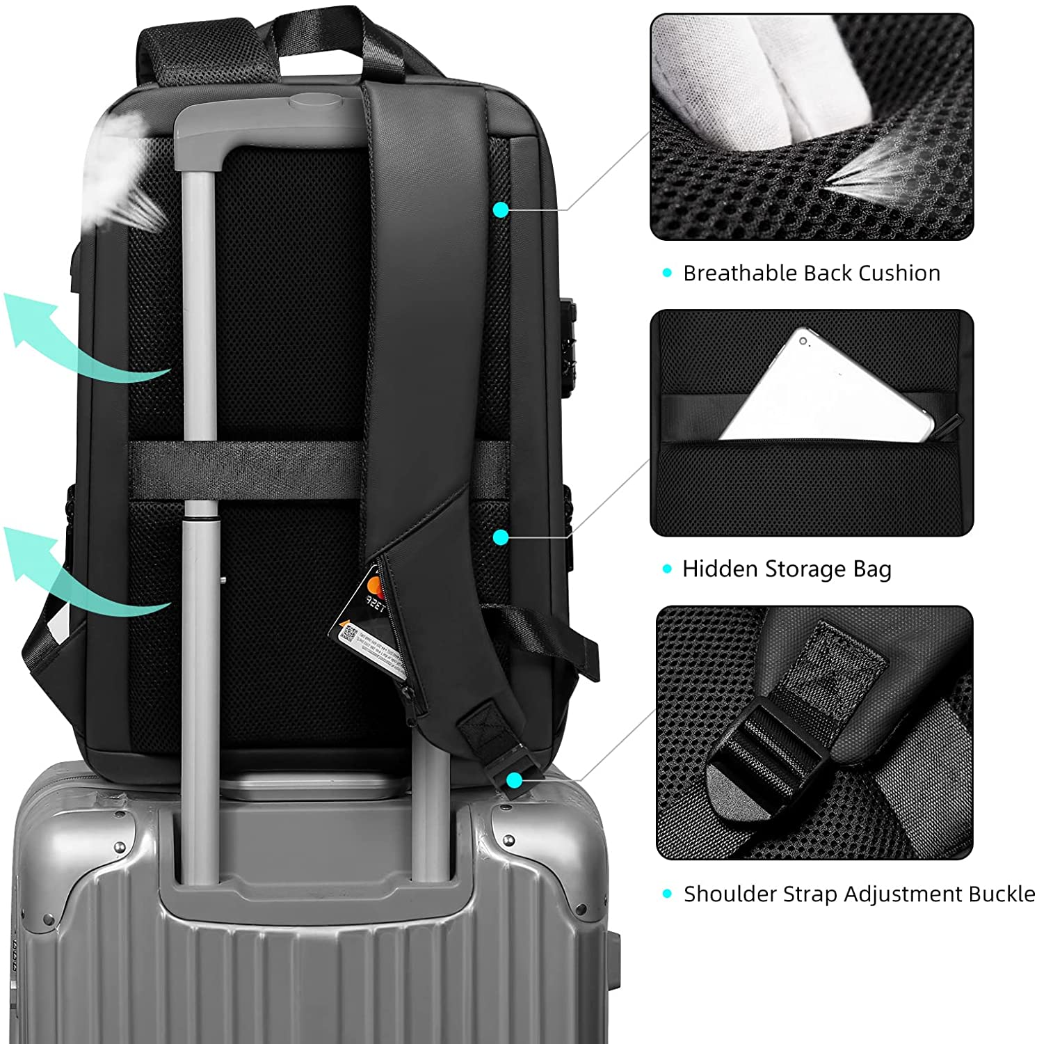 Hard Shell Backpack 15.6' Rucksack Anti-theft Waterproof with USB Charging Port TSA Lock