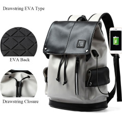Men's Luxury Vegan Leather Daily Backpack Waterproof with USB