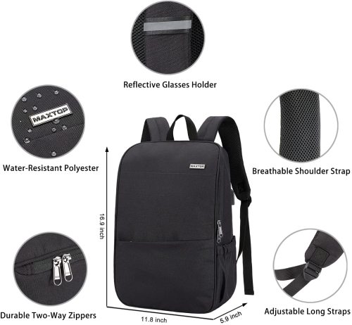 Deep Storage Laptop Backpack with USB Charging Port Water Resistant