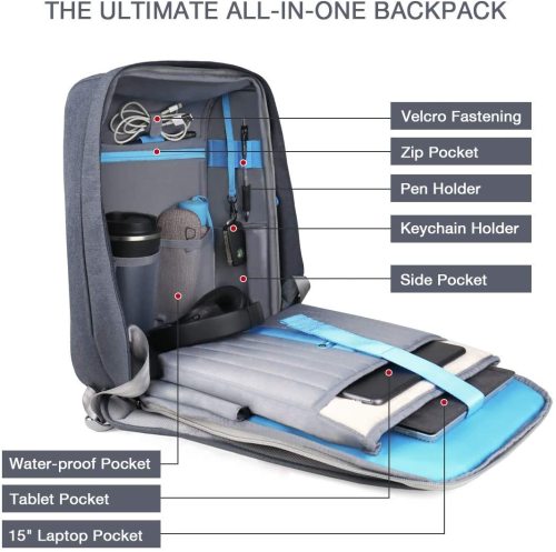 Custom Color Travel Backpack with USB Charging Port Water ResistantBackpack Anti-Theft Travel Backpack with USB Charging Port, RFID Protection, Waterproof