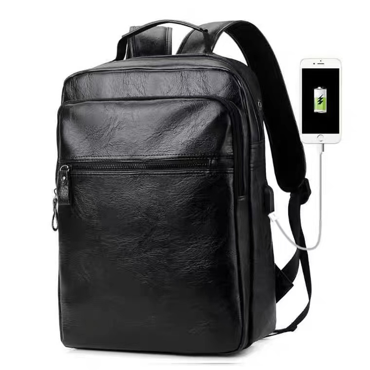 Custom Weatherproof Vintage Leather Backpack with USB Port