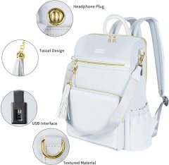 Backpack Purse for Women, 15.6 Stylish Travel Laptop Backpack with USB Charging Port Waterproof