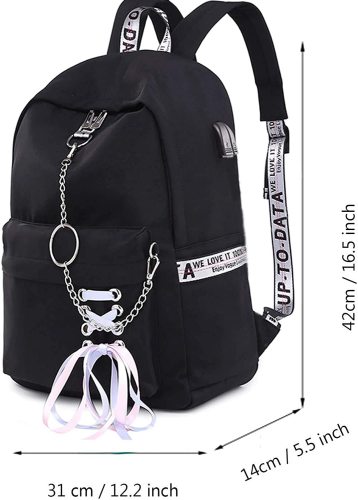 Teen Girl School Backpack USB Charging Port 16' Laptop Bag