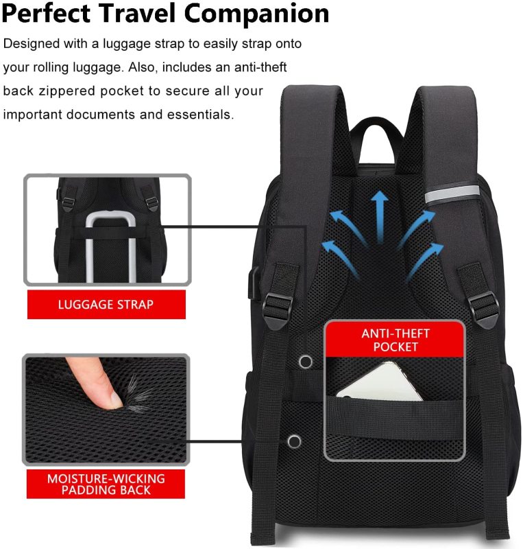 Deep Storage Laptop Backpack with USB Charging Port Water Resistant