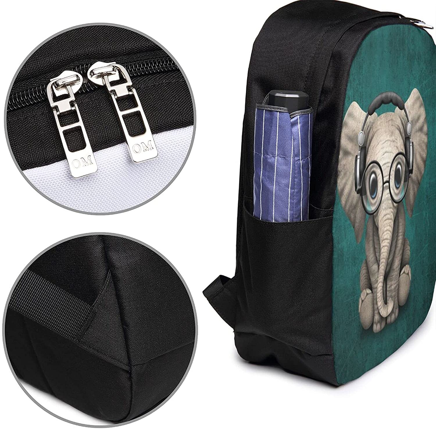 Cute Elephant Travel Backpack With USB Charging Port Fit 17 Inch Laptops
