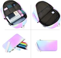 Rainbow Backpacks Water Resistant Casual with USB Charging Port & Headphone Interface
