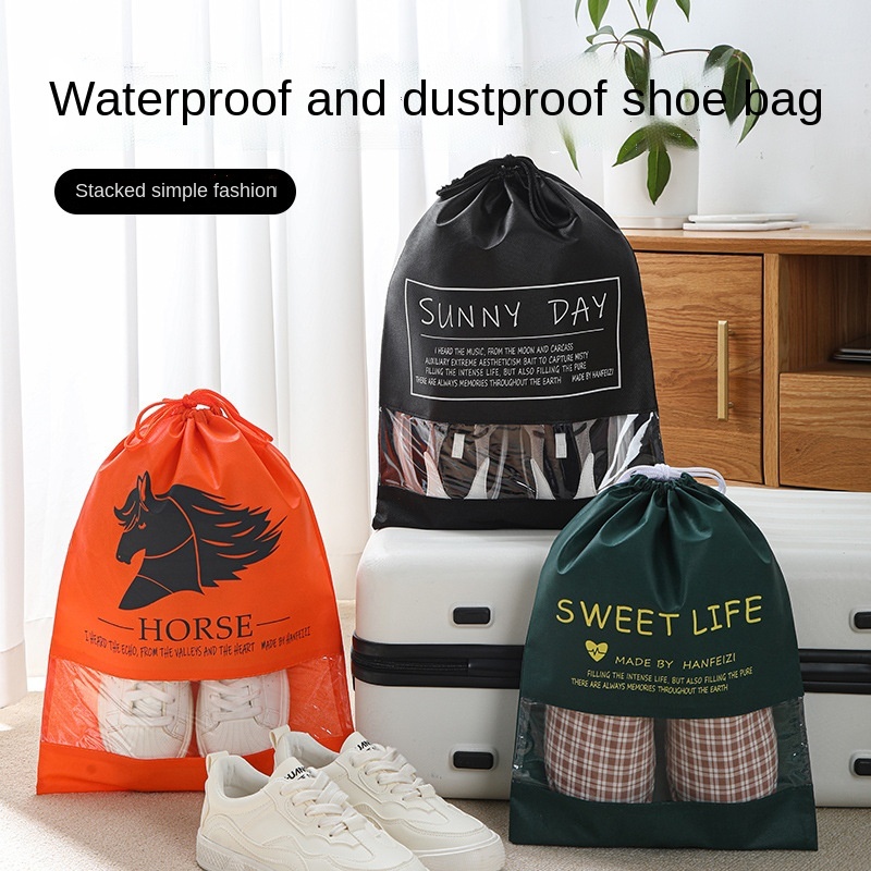Non-Woven Dust Bag Shoe Bag Drawstring Bag with Window