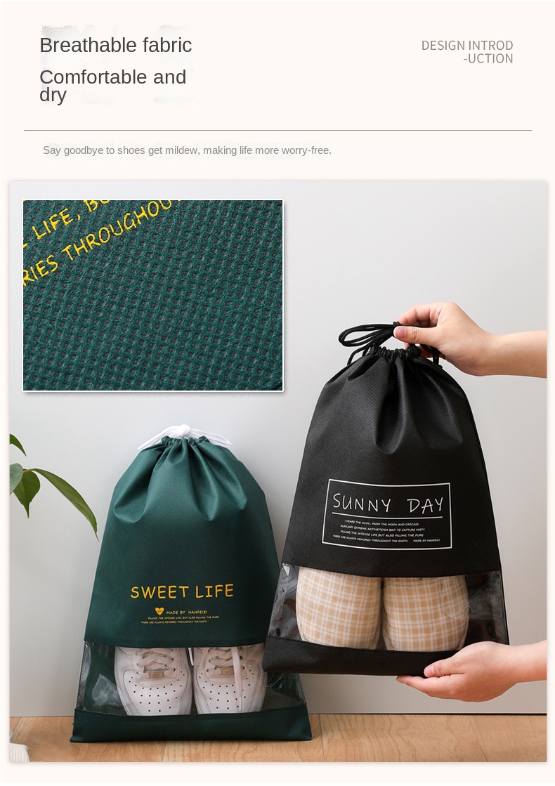 Non-Woven Dust Bag Shoe Bag Drawstring Bag with Window